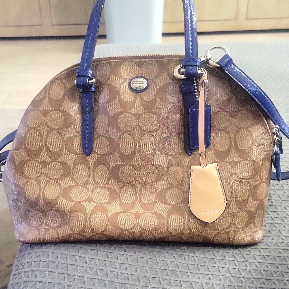 Coach Brown and Blue Signature Handbag